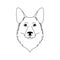 German shepherd dog icon in line art style