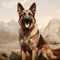 German Shepherd Dog With Rocky Background - Unreal Engine Rendered Animal Wallpaper