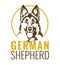 German shepherd logo, graphic design breed template. vector illustration