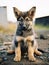 German shepherd puppy in abandoned area , generated by AI