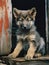 German shepherd puppy in abandoned area , generated by AI