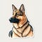 a german shepherd sticker with a dog\\\'s head in the center of it\\\'s body and ears