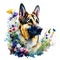 german shepherd watercolor clipart on white background