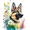 german shepherd watercolor clipart on white background