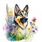 german shepherd watercolor clipart on white background