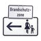 German sign isolated over white. Brandschutz-zone Fire protecti