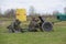 German soldiers firing from anti-tank guns. Reconstruction of the episode of the great Patriotic war