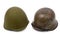 German and Soviet helmets  on white background