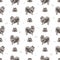 German spitz, Wolfspitz seamless pattern. Different poses, coat colors set