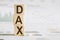 German Stock Index DAX text on wooden cubes