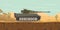 German tiger main battle tank on the desert with haze smoke on the road world war 2