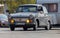 German trabant car drives on a street