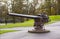 German U Boat deck gun at the Cenotaph in Bangor`s Ward Park on a dull morning in County Down Northern Ireland