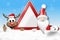 German warning sign Christmas Santa Claus and Happy Reindeer