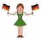 german woman with flags germany isolated icon