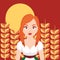 German woman in wheat cultivation