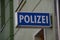 The German word `police` in front of the Barth police station