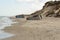 German World War II bunkers sinking into the sand, Skiveren beach, Denmark