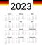 Germany 2023 calendar. Vector design template start from monday. Full months for wall calendar