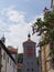 Germany, Augsburg , July 14.th 2018 9 o` clock 48 minutes, View into the Spitalgasse in Augsburg with the historic building of th