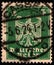 GERMANY - CIRCA 1924: postage stamp 5 German rentphening printed by Germany, shows New imperial eagle, stylized heraldic animal,