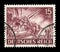 GERMANY - CIRCA 1943: German historical stamp: 17 cm Cannon 18 on Heavy Howitzer Carriage, Artillery troops. The heavy artillery o