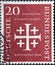 GERMANY - CIRCA 1956: This postage stamp in brown shows the Jerusalem Cross, the symbol of the German Evangelical Church Day 1956
