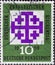 GERMANY - CIRCA 1959: This postage stamp - printed in Germany -  in green showing the Jerusalem Cross in purple , the symbol of th