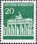 GERMANY - CIRCA 1966: a postage stamp from Germany, showing the Brandenburg Gate in Berlin  green