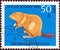 GERMANY - CIRCA 1968: A stamp printed in Germany from the `Child Welfare` issue shows Eurasian beaver Castor fiber, circa 1968.