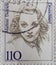 GERMANY - CIRCA 1997 : a postage stamp from Germany, showing a woman from German history the German-American actress and singer Ma