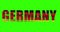 Germany country lettering word text with flag waving animation on green screen 4K. Chroma key background