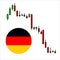 Germany crisis. Flag of Germany . Stock market graph or forex trading chart for business and financial concepts and reports.