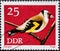 GERMANY, DDR - CIRCA 1973 : a postage stamp from Germany, GDR showing a goldfinch Carduelis carduelis bird. Protected European s