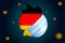 Germany with Deutschland flag in a medical mask protects itself from nCoV coronavirus - corona virus.