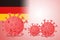 Germany flag with coronavirus  disease COVID-19 infection medical illustration,3D illustration