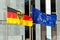 Germany Flag and EU Flag: Germany Federal Republic of Germany; in German: Bundesrepublik Deutschland and the European Union EU