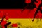 Germany flag and guns in red blood. Concept for terror attack and military operations