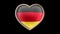 Germany flag heart isolated on black luma matte. Patriotism