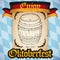 Germany Flag and Scroll with Beer Barrel for Oktoberfest, Vector Illustration
