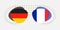 Germany and France flags. French and German national symbols with abstract background and geometric shapes.