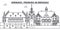 Germany, Freiburg Im Breisgau line skyline vector illustration. Germany, Freiburg Im Breisgau linear cityscape with