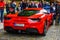 GERMANY, FULDA - JUL 2019: rearview lights of red FERRARI 488 SPIDER Type F142M coupe is a mid-engine sports car produced by the