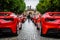 GERMANY, FULDA - JUL 2019: rearview lights of red FERRARI 488 SPIDER Type F142M coupe is a mid-engine sports car produced by the