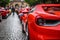 GERMANY, FULDA - JUL 2019: rearview lights of red FERRARI 488 SPIDER Type F142M coupe is a mid-engine sports car produced by the