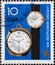 .GERMANY, GDR - CIRCA 1970: a postage stamp from Germany, GDR showing GlashÃ¼tte men`s wristwatch caliber 74, small pocket watch c