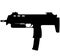 Germany German H&K HK MP7 fully automatic submachine gun, HK MP7 Heckler & Koch submachine gun, HK MP7 submachine gun. silhouette