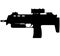 Germany German H&K HK MP7 fully automatic submachine gun, HK MP7 Heckler & Koch submachine gun, HK MP7 submachine gun. silhouette