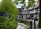 Germany. Goslar. Old town channel and little streets.