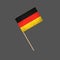 Germany grunge flag on a stick. Isolated on a gray background. Design element. Signs and Symbols